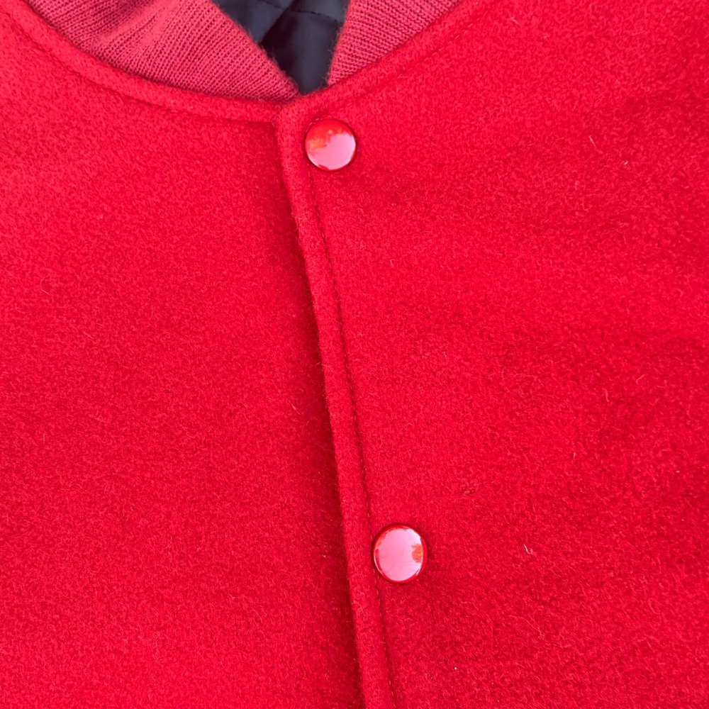 Vintage 90s Varsity Jacket Mens XXL‎ Red Good Wool Leather Sleeves Made in USA - Picture 3 of 9